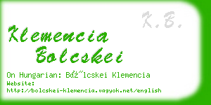 klemencia bolcskei business card